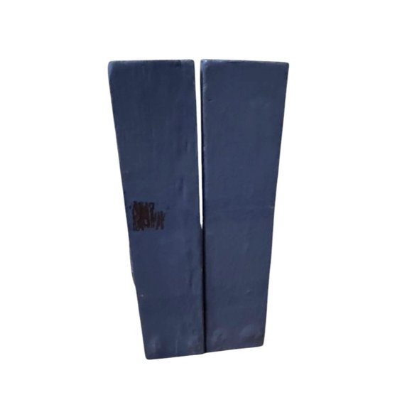 Wooden Gray Tabby Cat Bookends Blue & White Base - Picture 6 of 13